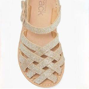 Gold Glitter Toddler Girls Rowyn Fisherman Sandal with Adjustable Buckle Size 8